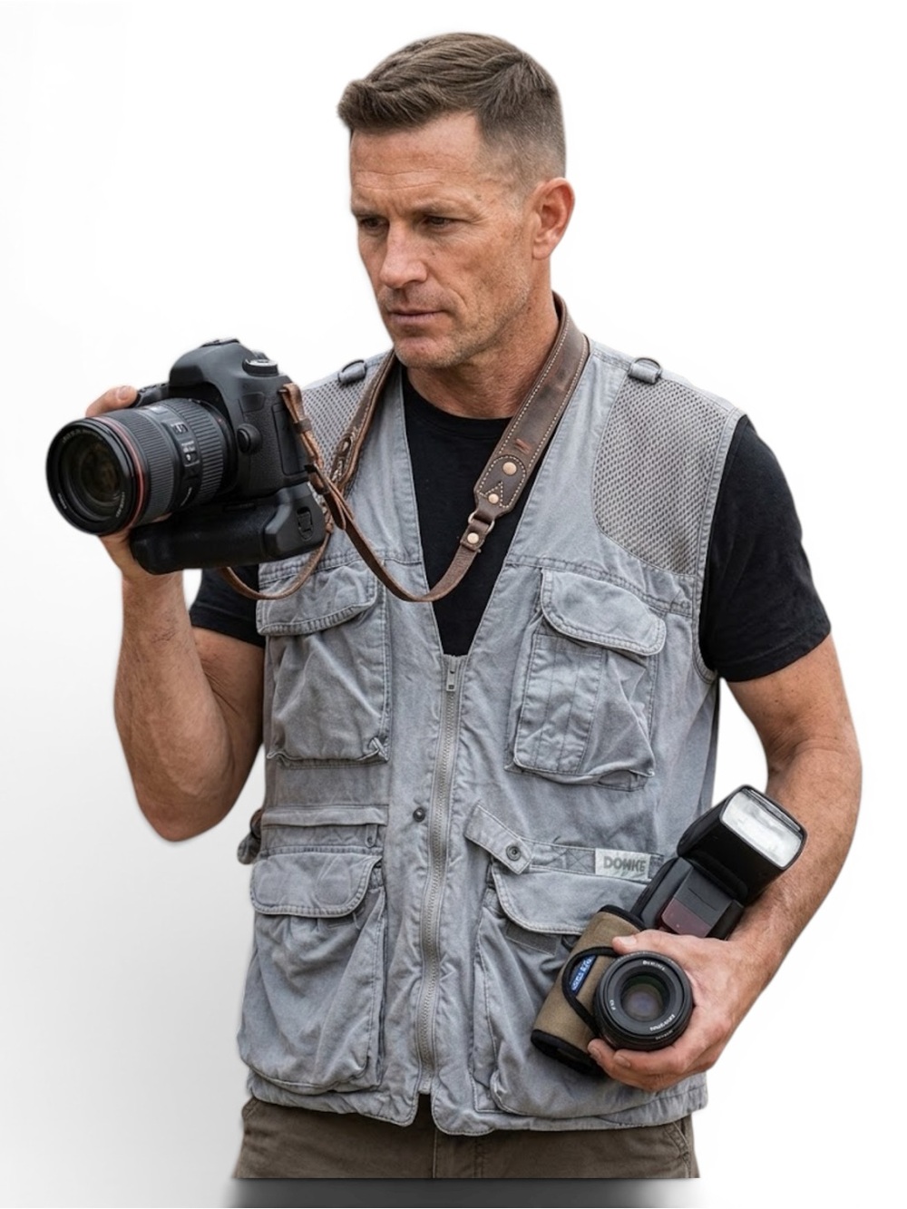 DOMKE Phone-2-Go Photogs Jacket Mesh Photographer Utility Vest Gray Medium
